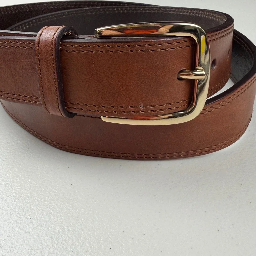 Banana Republic Mens Brown Leather Belt Gold Buckle Made in Italy Size 40 546800